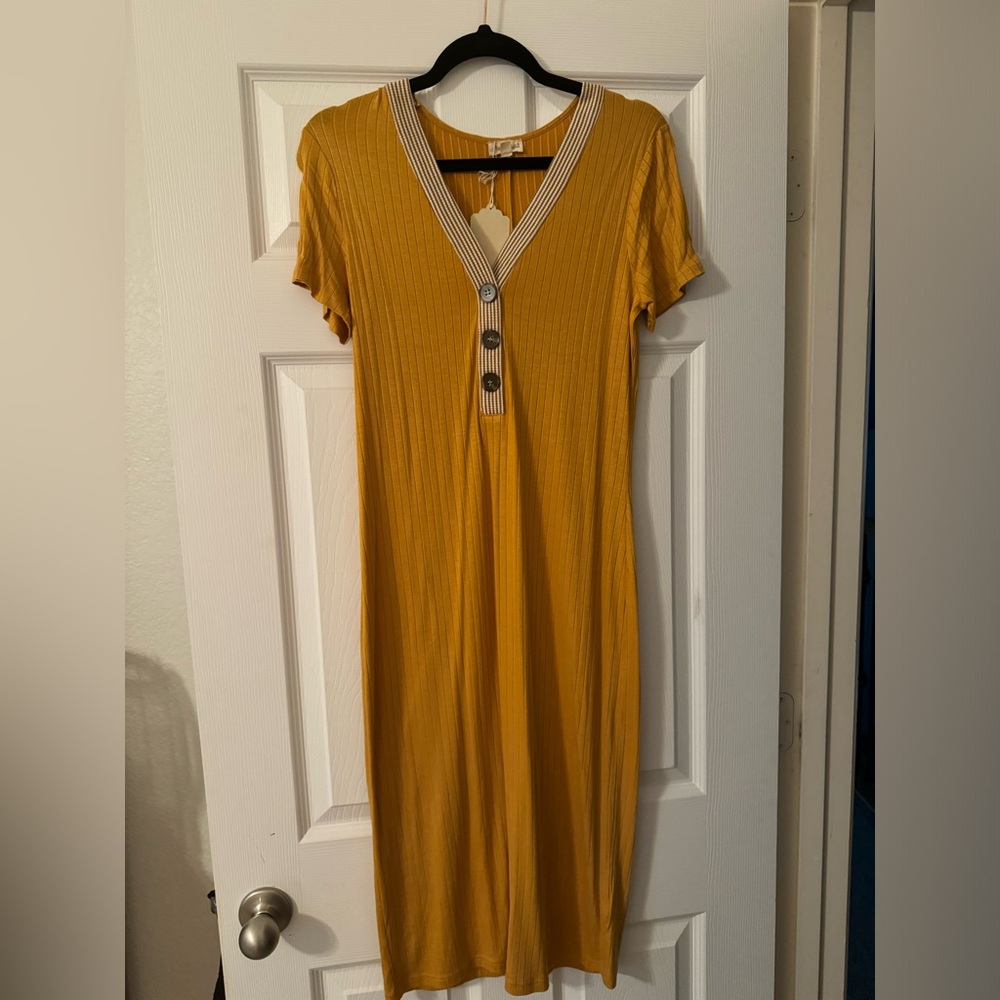 Medium Mustard Hem & Thread Maxi Dress